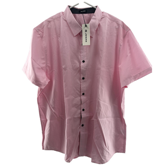 Men's Casual Button Down Shirts Wrinkle-Free Short Sleeve Business Dress Sz 2XL - Picture 1 of 11